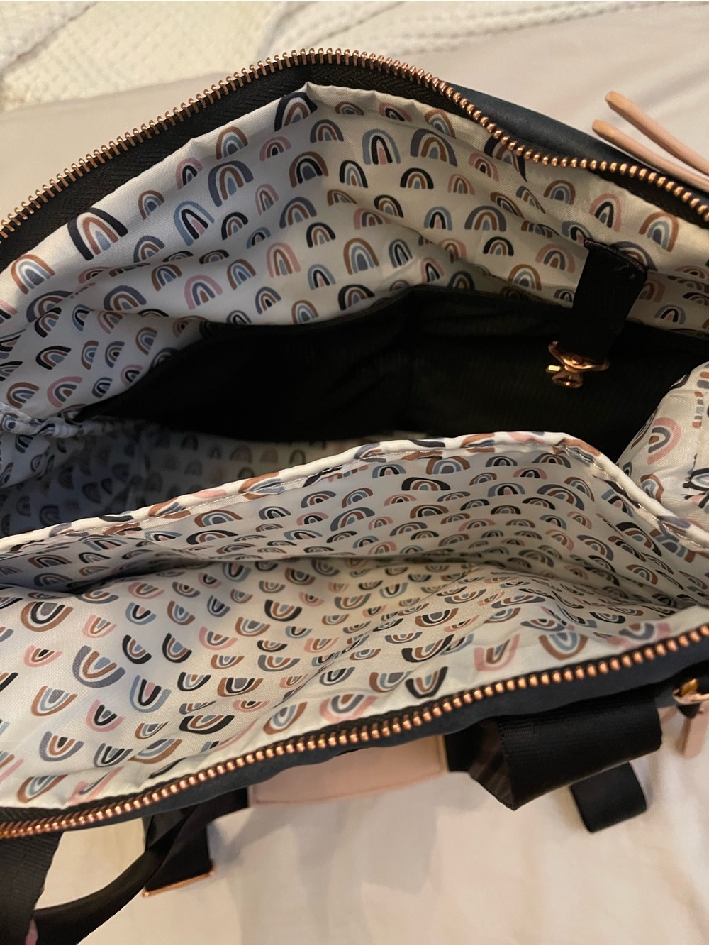 Petunia Pickle Bottom Navy and Blush Convertible Backpack/Diaper Bag - Picture 3 of 6